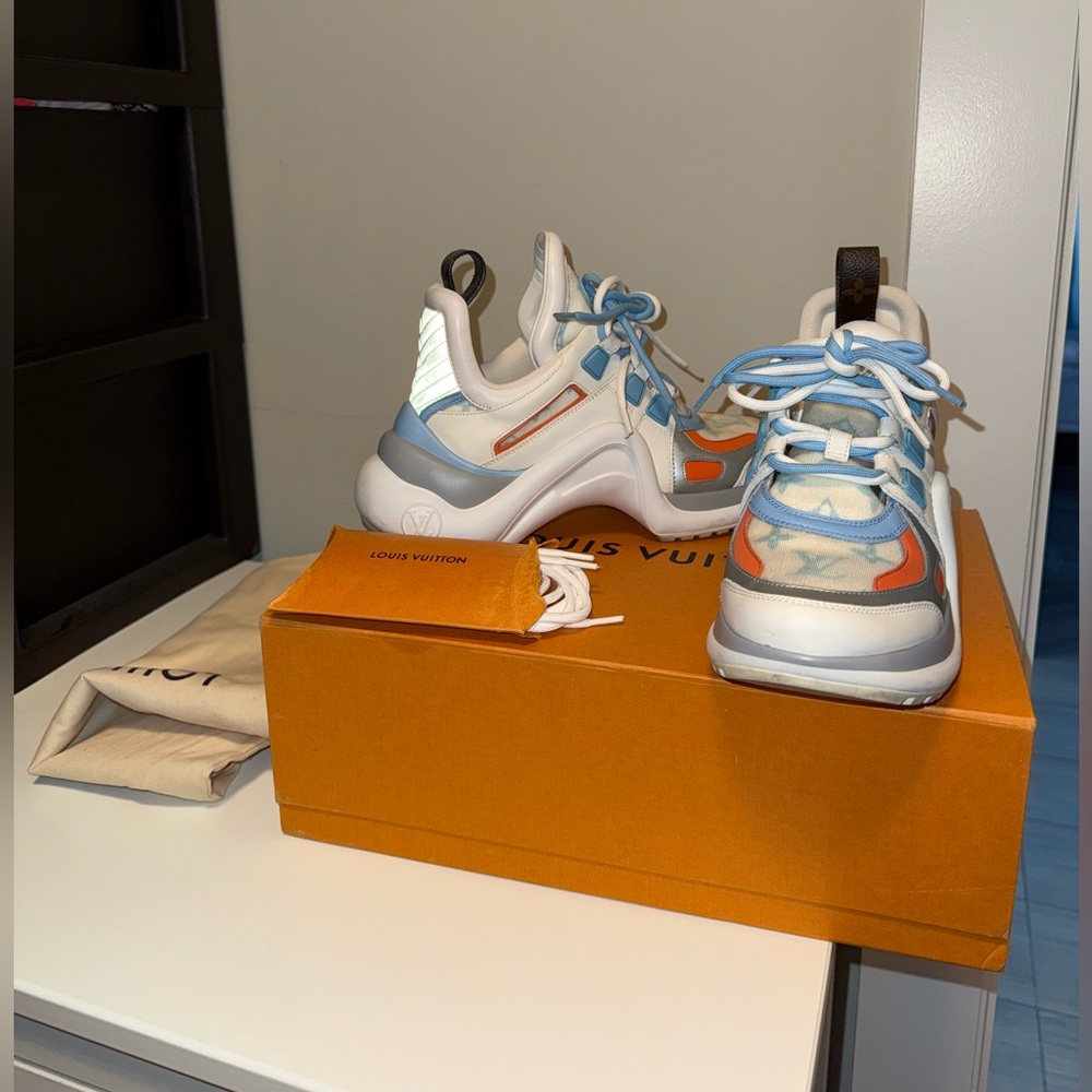 Calfskin LV Archlight Gradient Sneakers 37 Light Blue Orange